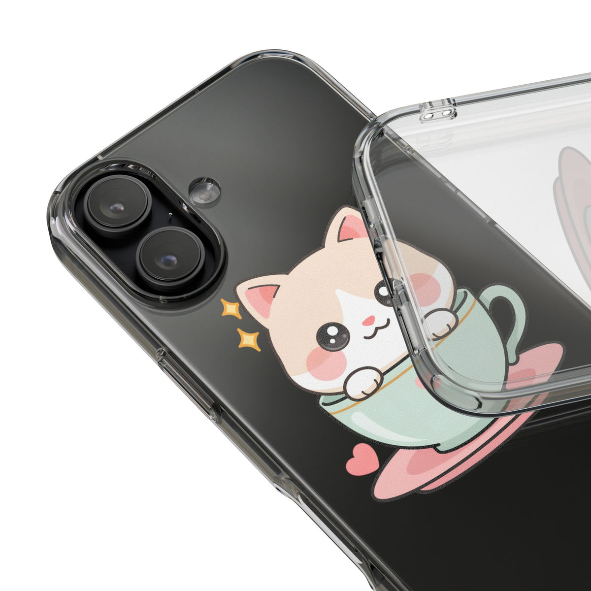 Kawaii Cat Phone Case, Cute Teacup Kitty Gift