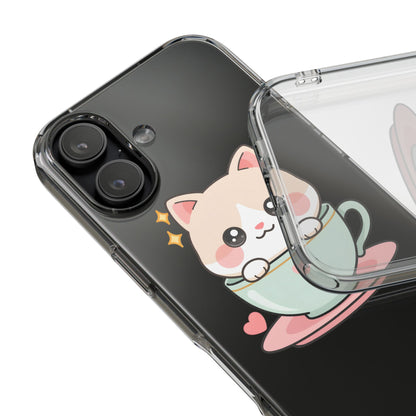 Kawaii Cat Phone Case, Cute Teacup Kitty Gift