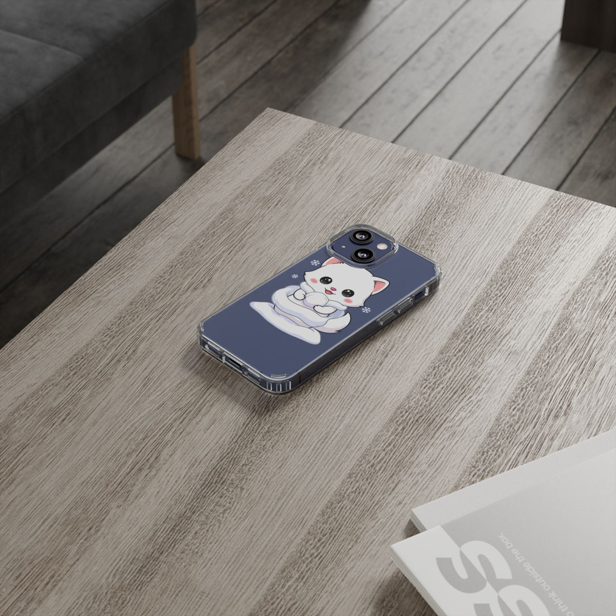 Kawaii Arctic Fox Phone Case, Cute Snow Day Gift