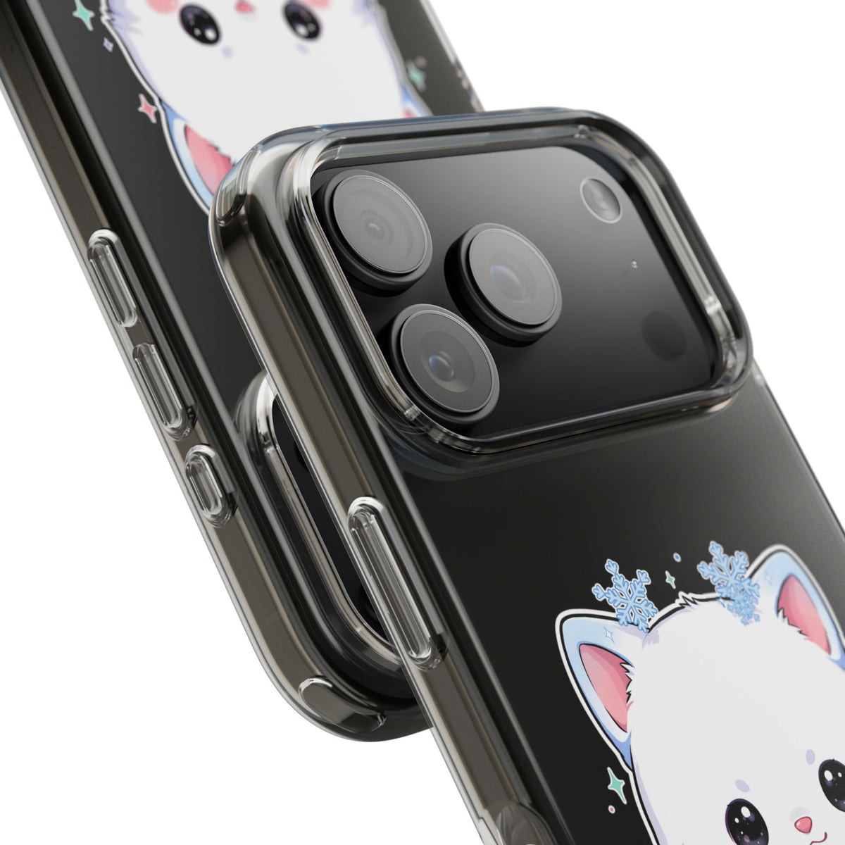 Kawaii Arctic Fox Phone Case, Cute Snowflake Clear Case