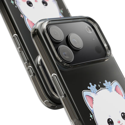 Kawaii Arctic Fox Phone Case, Cute Snowflake Clear Case
