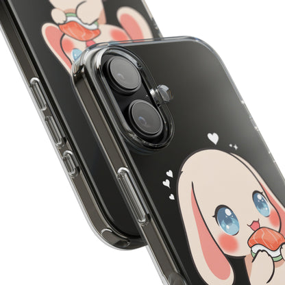 Kawaii Bunny Sushi Phone Case, Clear Impact-Resistant