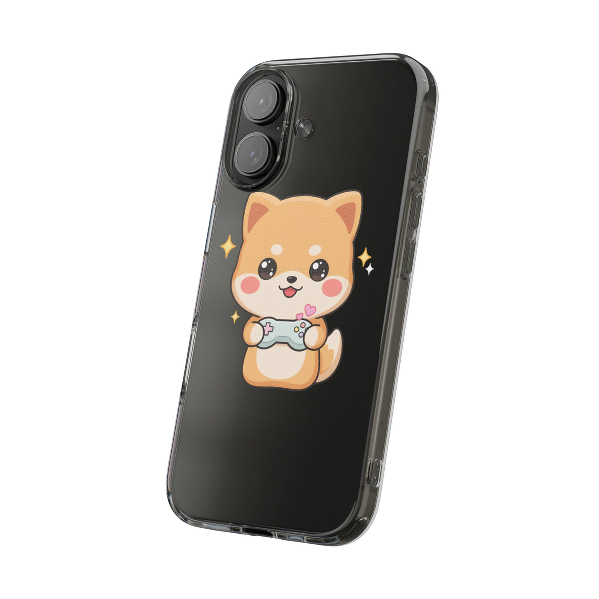 Kawaii Shiba Inu Gamer Phone Case, Clear Impact-Resistant