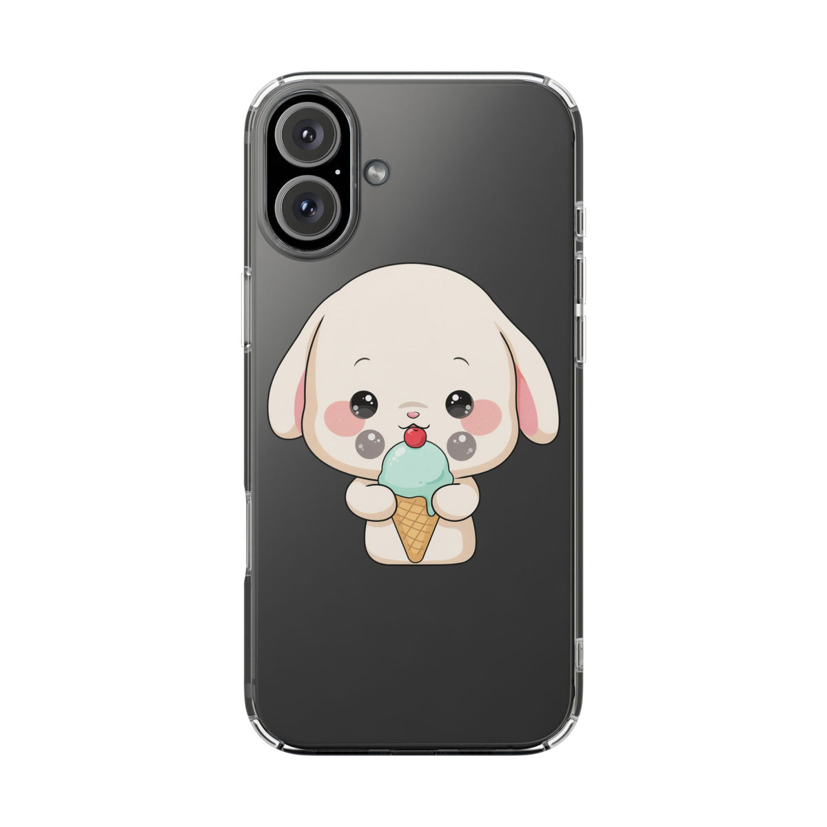 Kawaii Bunny Phone Case, Ice Cream Cutie Clear Case