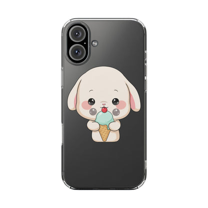 Kawaii Bunny Phone Case, Ice Cream Cutie Clear Case