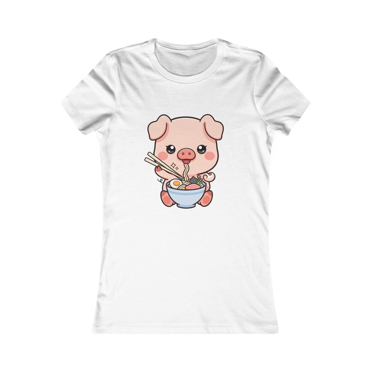 Kawaii Pig Ramen Tee for Cute Foodie Fans