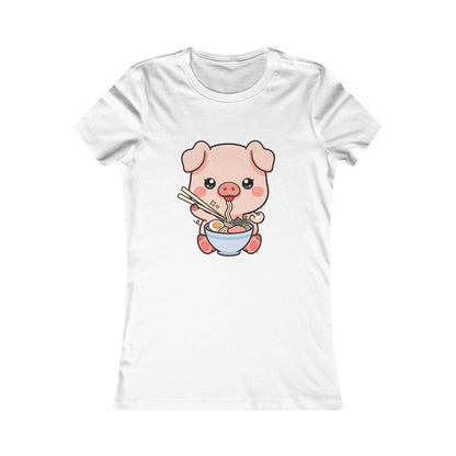 Kawaii Pig Ramen Tee for Cute Foodie Fans