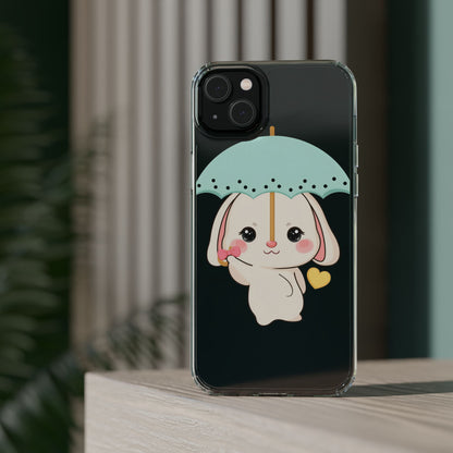 Kawaii Bunny Phone Case with Umbrella | Cute Clear Case