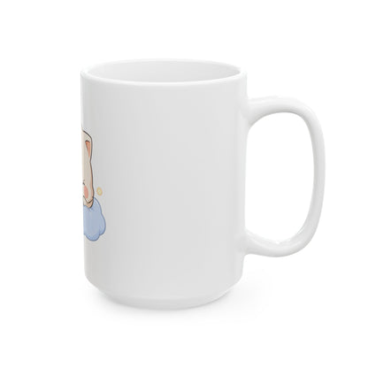 Kawaii Sleeping Cat Mug, Cute Cloud Cat Ceramic Cup