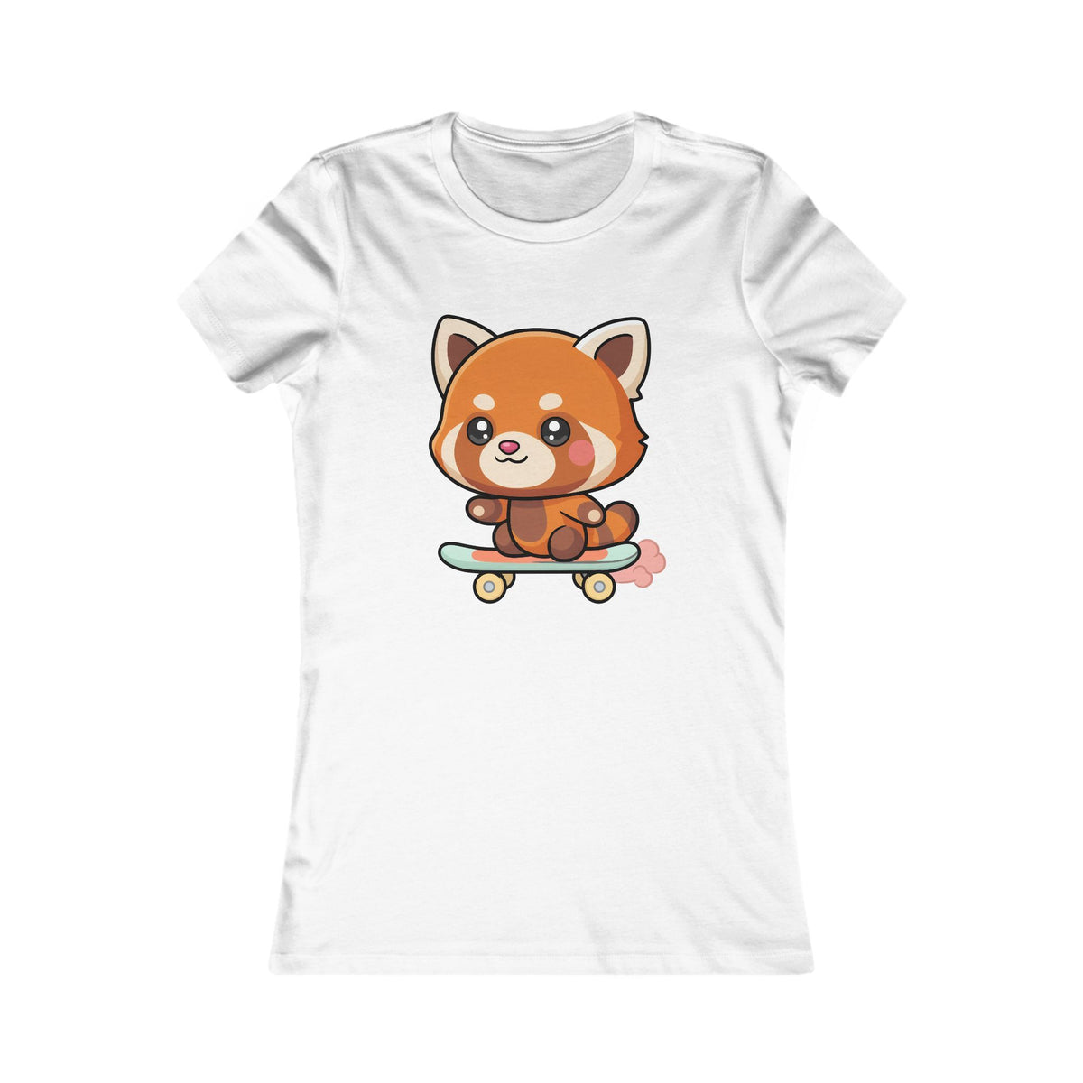 Kawaii Red Panda Skateboard Tee for Women