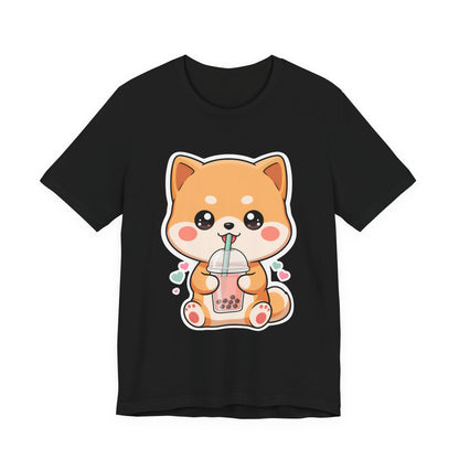 Kawaii Shiba Bubble Tea T-Shirt for Boba Lovers