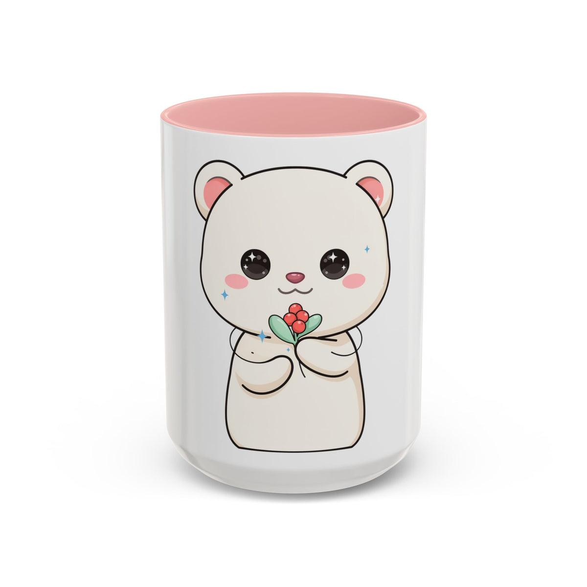 Kawaii Polar Bear Christmas Mug with Mistletoe