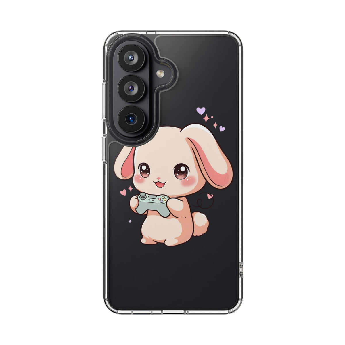 Kawaii Bunny Gamer Clear Impact-Resistant Phone Case