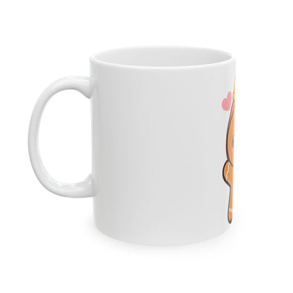 Kawaii Gingerbread Mug, Cute Holiday Ceramic Coffee Cup
