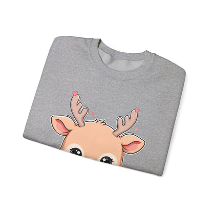 Kawaii Reindeer Christmas Sweatshirt, Cute Gift Crewneck