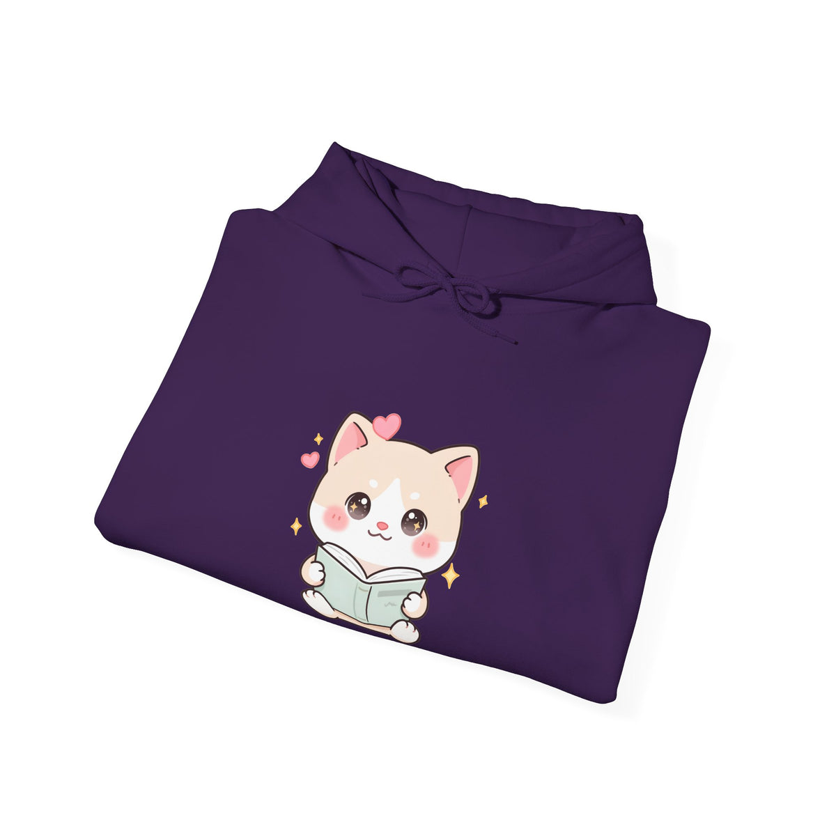 Kawaii Cat Reading Hoodie for Cozy Book Lovers