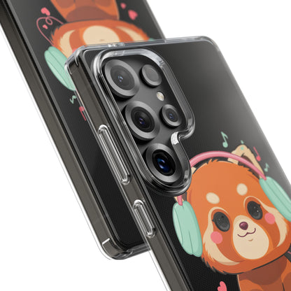 Red Panda Phone Case, Kawaii Music Lover Clear Case