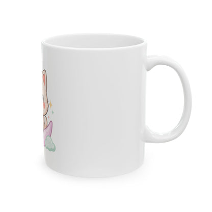 Kawaii Cat Mug, Cute Moon Cat Gift for Cat Lovers