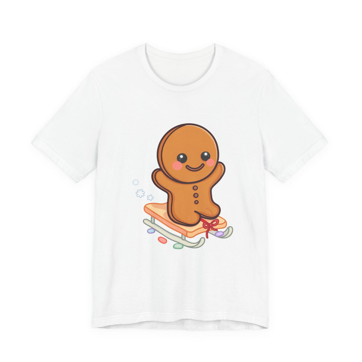 Gingerbread Man T-Shirt – Kawaii Holiday Sledding