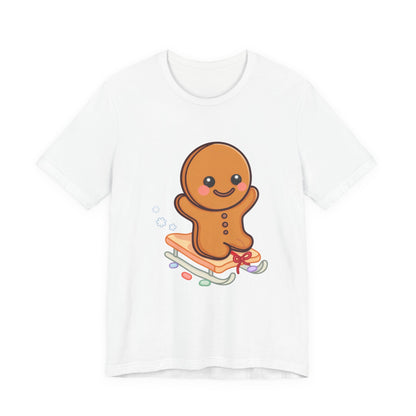 Gingerbread Man T-Shirt – Kawaii Holiday Sledding