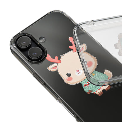 Kawaii Reindeer Clear Impact-Resistant Phone Case