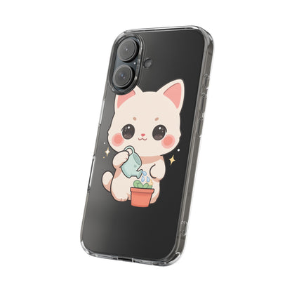 Kawaii Cat Phone Case, Cute Plant Lover Gift