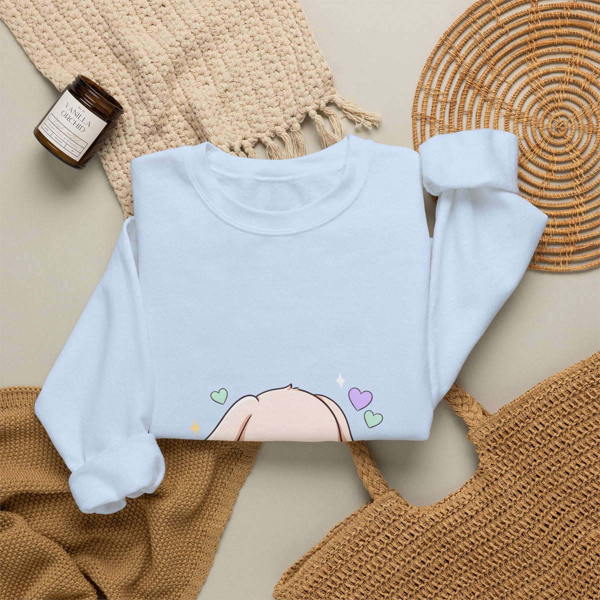 Kawaii Bunny Sweatshirt, Sleeping Cloud Chibi Crewneck