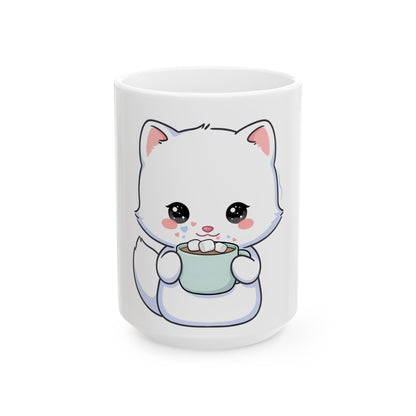 Kawaii Arctic Fox Mug for Cozy Hot Cocoa Moments