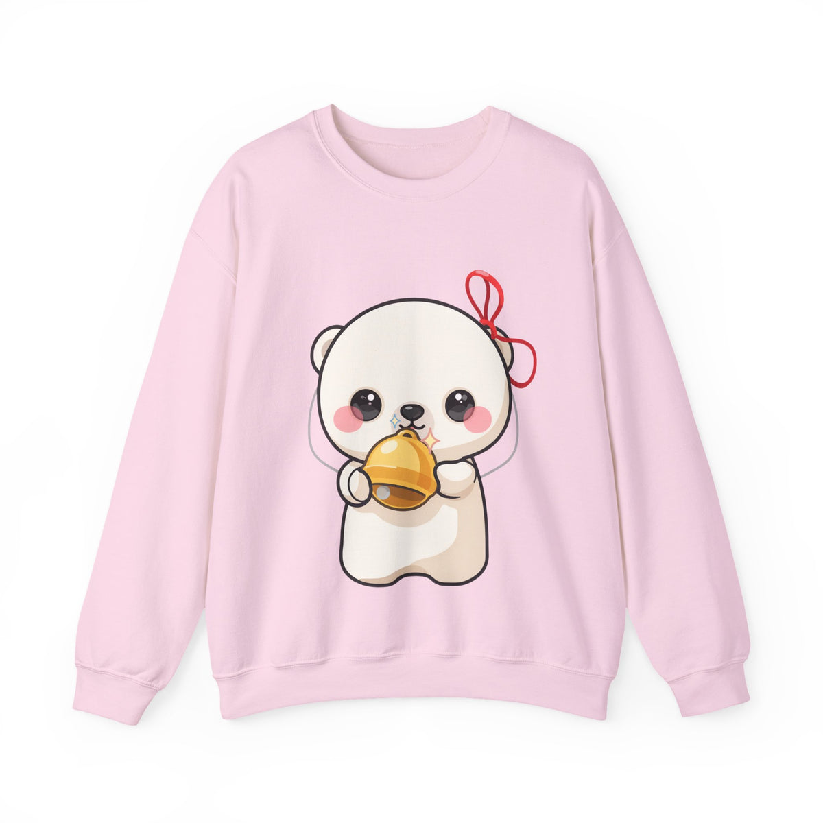 Kawaii Polar Bear Sweatshirt, Jingle Bell Holiday Crewneck