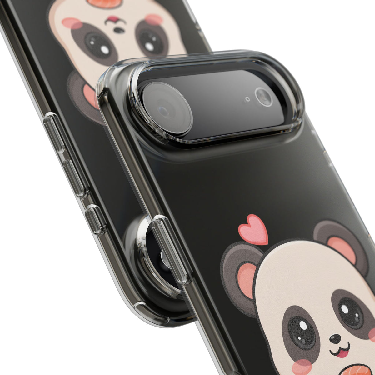 Kawaii Panda Sushi Phone Case, Clear Impact-Resistant Case