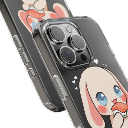 Kawaii Bunny Sushi Phone Case, Clear Impact-Resistant