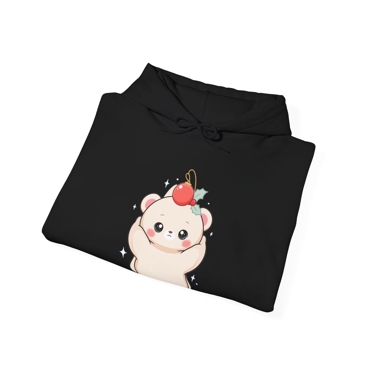 Christmas Polar Bear Hoodie, Cute Kawaii Holiday Sweatshirt