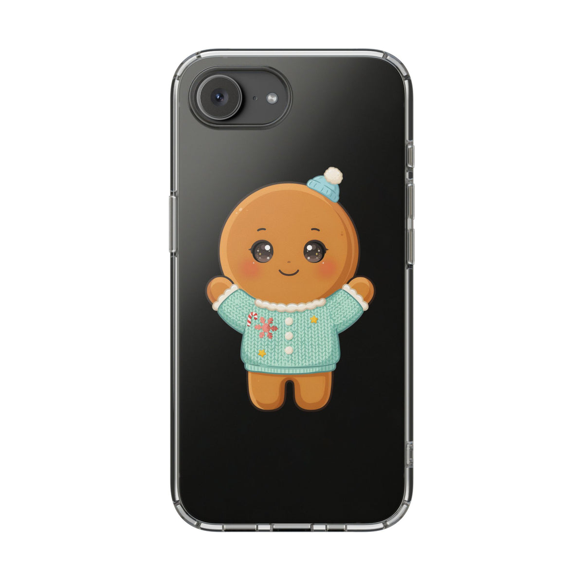 Kawaii Gingerbread Phone Case, Cute Christmas Sweater Cookie