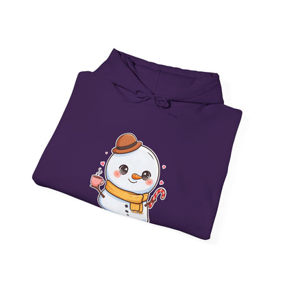 Kawaii Snowman Hoodie, Cozy Winter Unisex Sweatshirt
