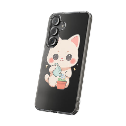 Kawaii Cat Phone Case, Cute Plant Lover Gift