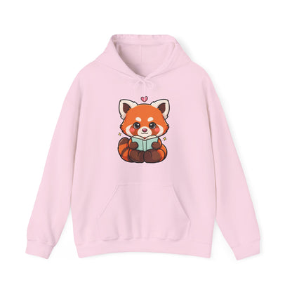 Cute Red Panda Reading Hoodie, Kawaii Book Lover Sweatshirt