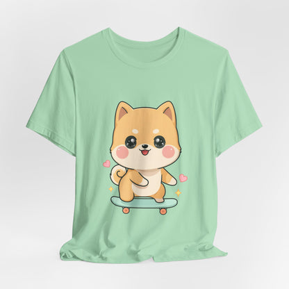 Kawaii Shiba Inu Skateboarder Tee for Dog Lovers