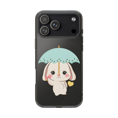 Kawaii Bunny Phone Case with Umbrella | Cute Clear Case