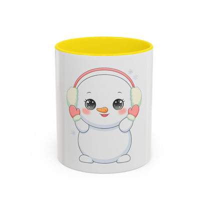 Kawaii Snowman Accent Coffee Mug for Cozy Winter Sips