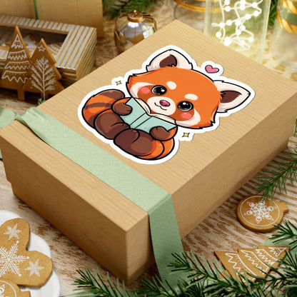 Reading Red Panda Kiss-Cut Sticker for Book Lovers