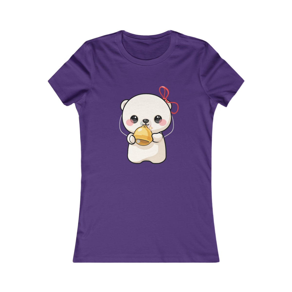 Kawaii Polar Bear Christmas Tee for Women