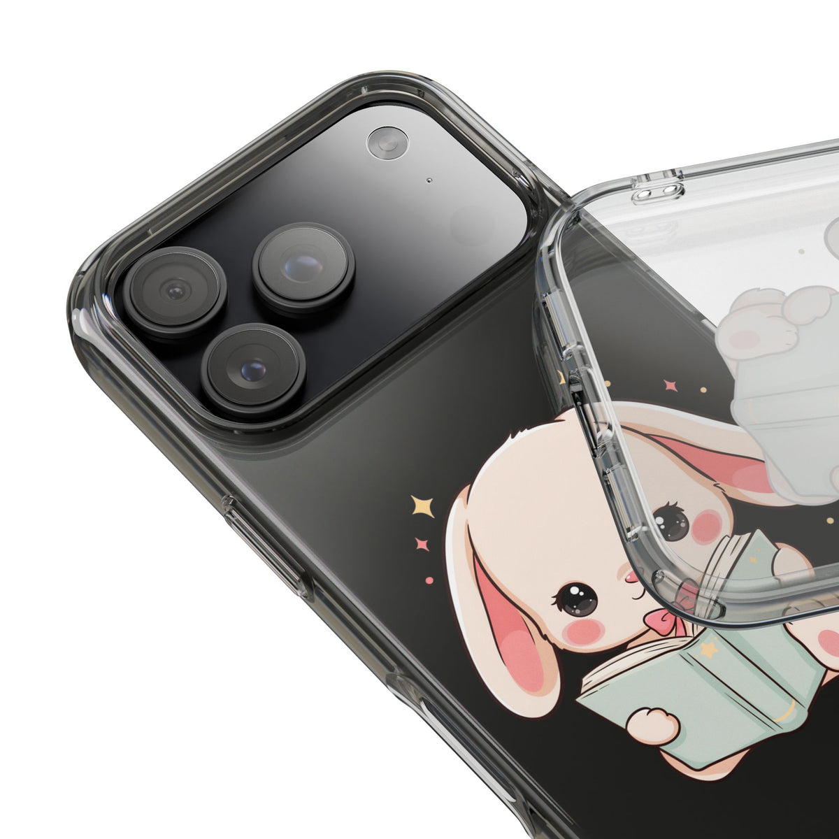 Kawaii Reading Bunny Clear Impact-Resistant Case