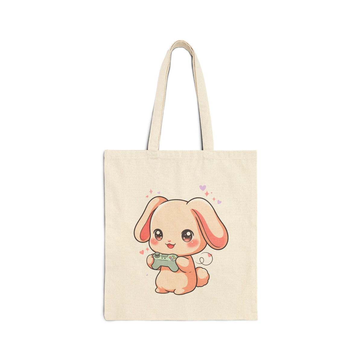 Kawaii Gamer Bunny Cotton Canvas Tote Bag