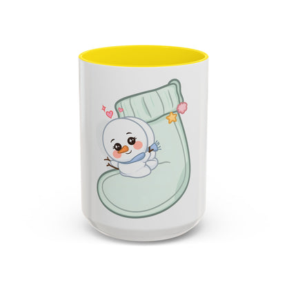 Christmas Snowman Accent Coffee Mug, Cute Holiday Gift
