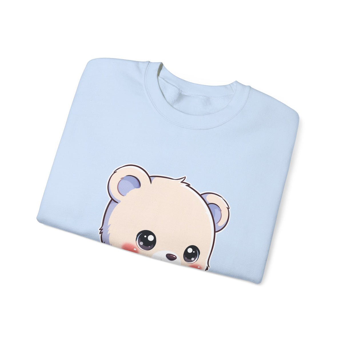 Kawaii Polar Bear Sweatshirt, Cute Sledding Cub Crewneck