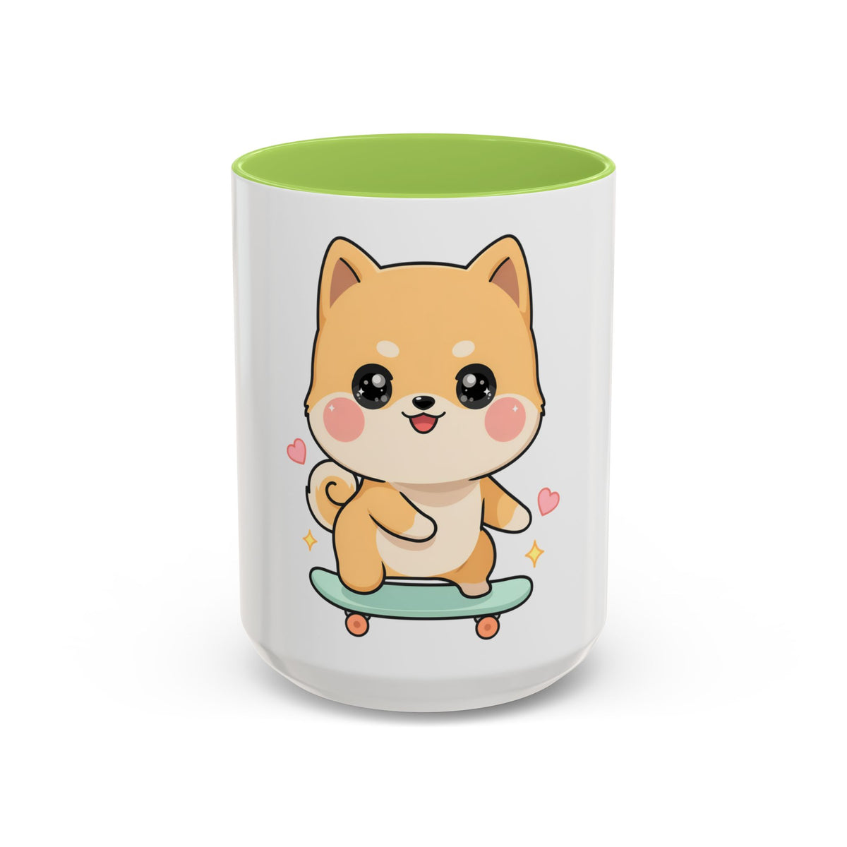 Kawaii Shiba Inu Skateboard Mug, Cute Accent Coffee Mug