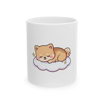 Sleeping Shiba Inu Mug, Cute Kawaii Dog Coffee Cup