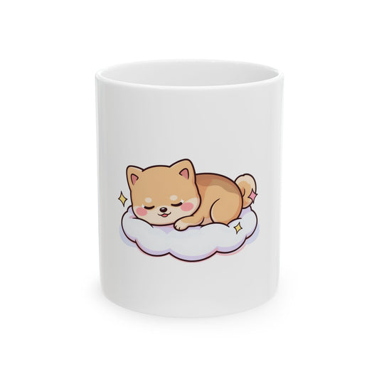 Sleeping Shiba Inu Mug, Cute Kawaii Dog Coffee Cup