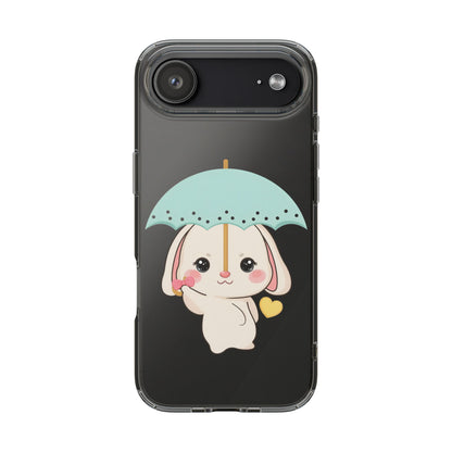 Kawaii Bunny Phone Case with Umbrella | Cute Clear Case