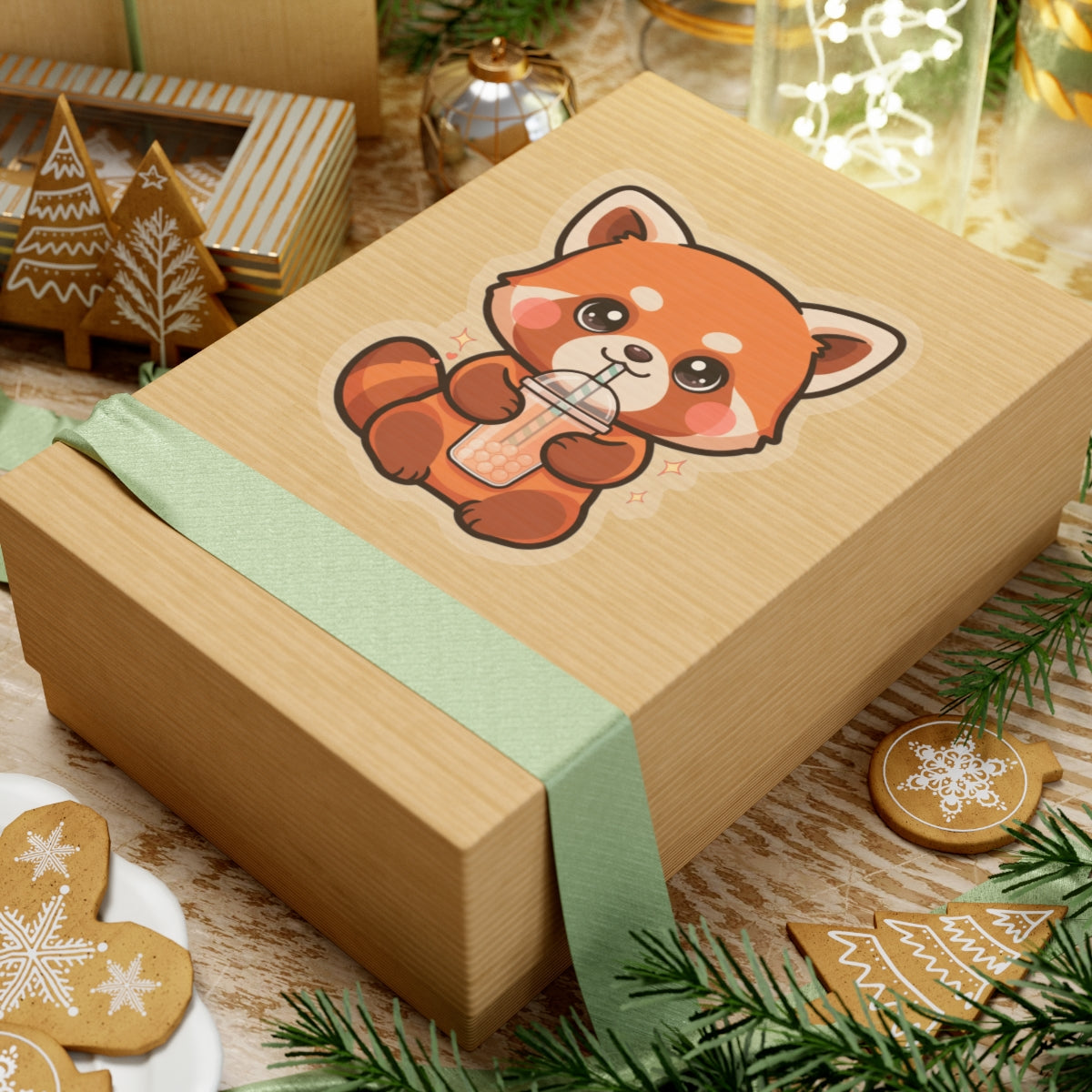 Kawaii Red Panda Bubble Tea Sticker for Boba Lovers
